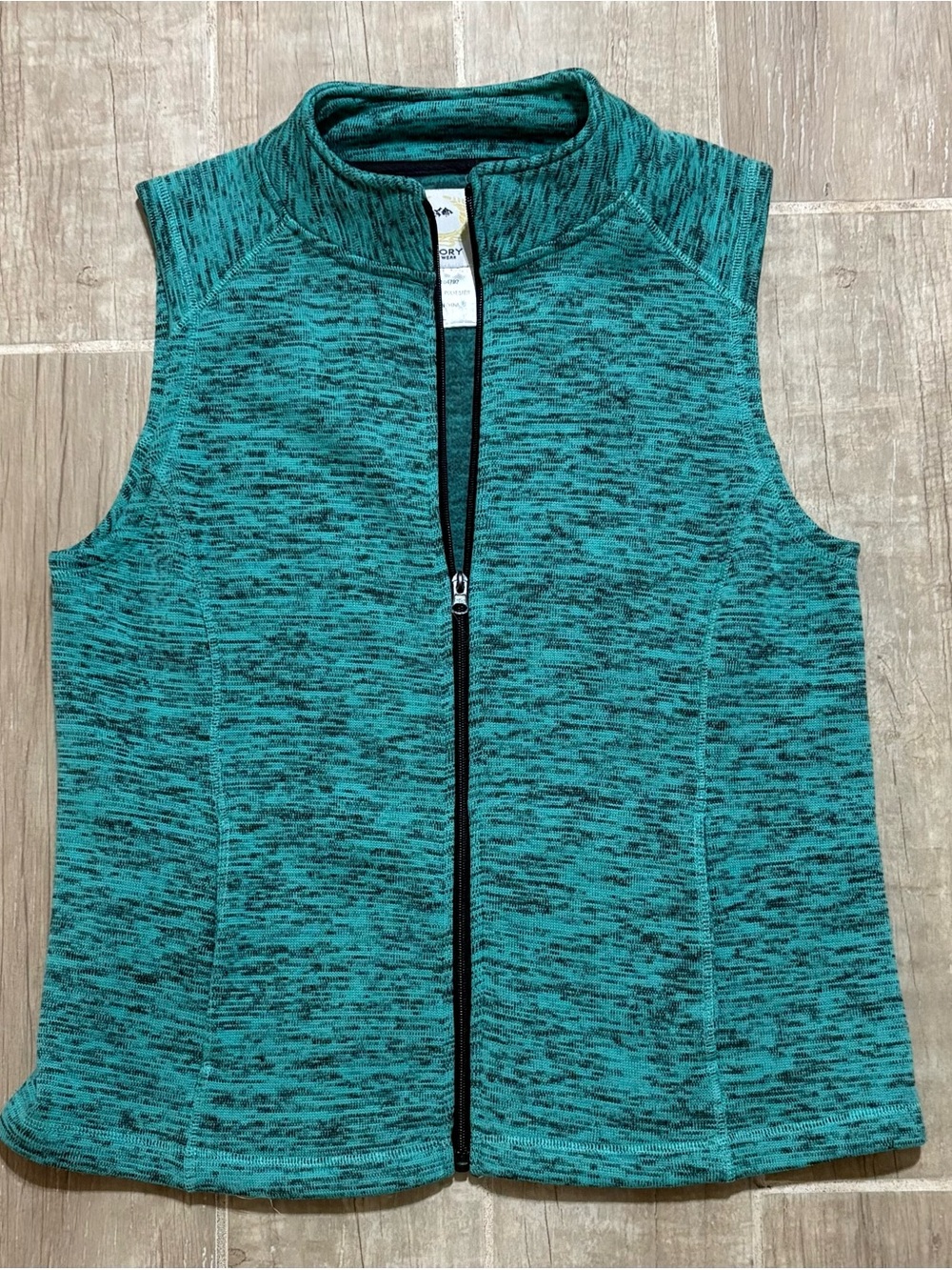 Teal Space-Dye Fleece Vest with Full Zip